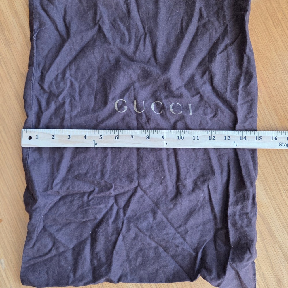 Gucci Dark Brown Cotton Drawstring Dust Bag Large 14.5x23 Logo Storage Bag - Picture 3 of 5